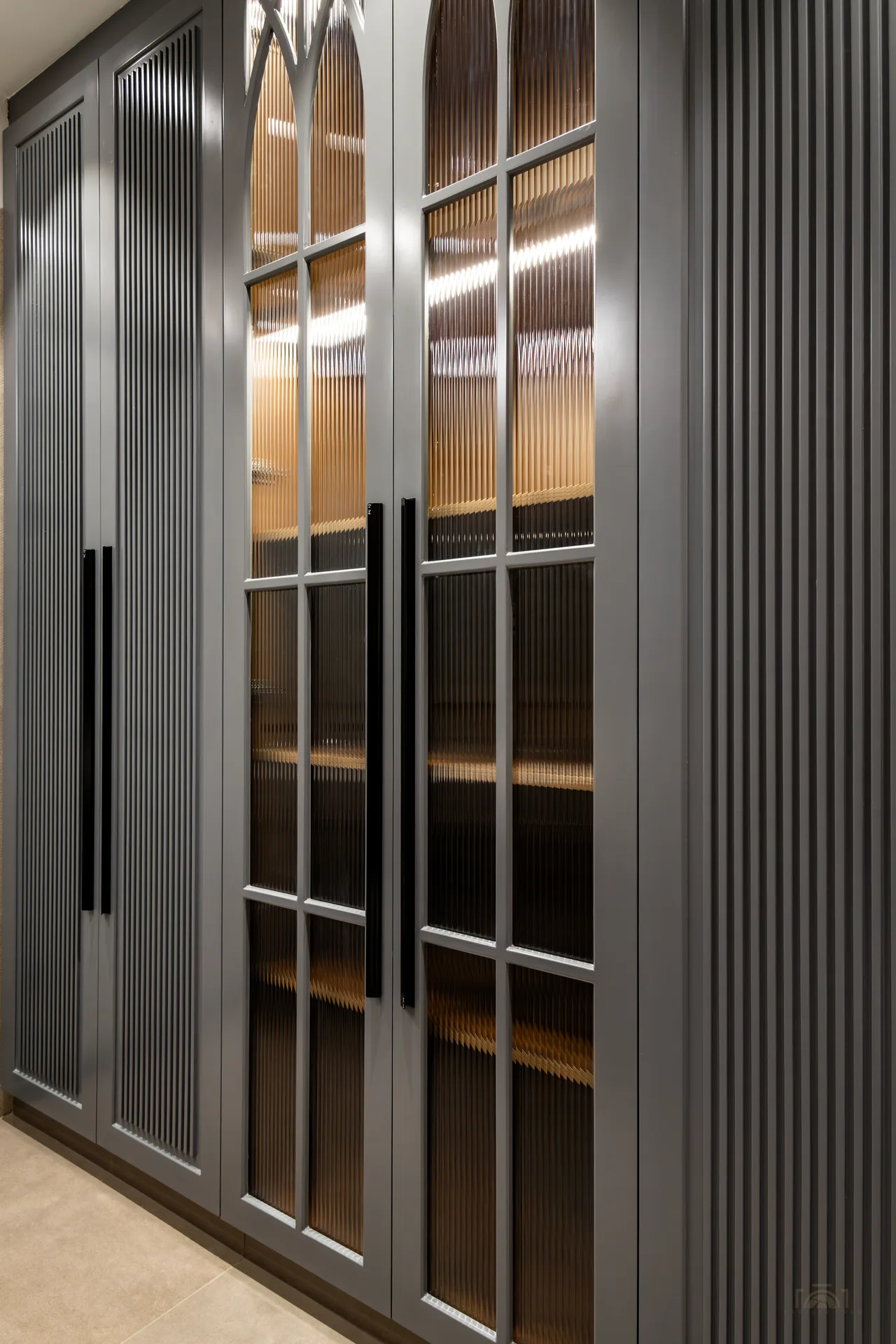 Sector 79 Kothi Fluted-Glass Wardrobe